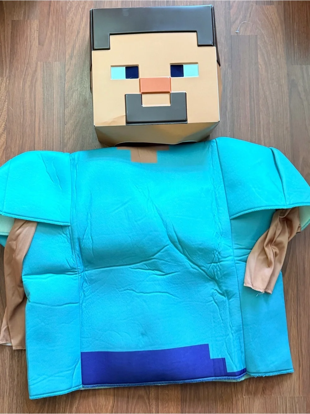 Kids Block Character Costume in Teal with Brown Mask